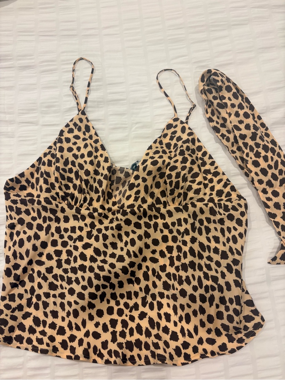 Maeve Leopard-Print Satin Cami in Beige and Black